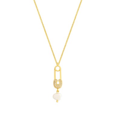 Make to Order Silver Cubic Zirconia Clip Pearl Necklace 80200126