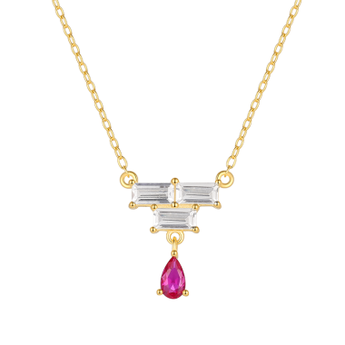 Silver Cubic Zirconia Waterdrop Pendant Necklace 80200129