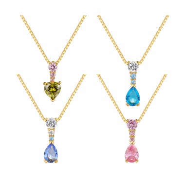 Silver Cubic Zirconia Waterdrop Pendant Necklace 80200130