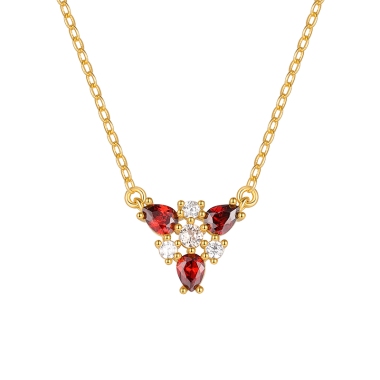 Silver Cubic Zirconia Triangle Pendant Necklace 80200132