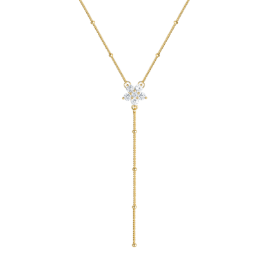 Silver Cubic Zirconia Flower Tassel Necklace 80200133