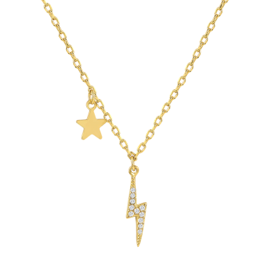 925 Sterling Silver Zirconia Lightning Star Pendant Necklace 80200138