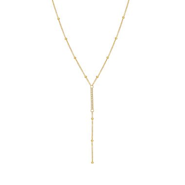 925 Sterling Silver Zirconia Line Tassel Pendant Necklace 80200139