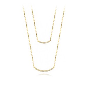 925 Sterling Silver Zirconia Smile Layered Necklace 80200143