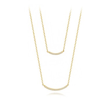 925 Sterling Silver Zirconia Smile Layered Necklace 80200143