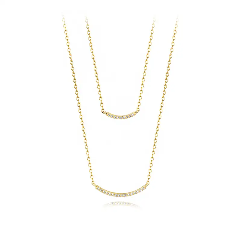 925 Sterling Silver Zirconia Smile Layered Necklace 80200143