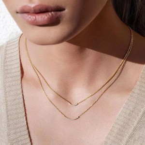 925 Sterling Silver Zirconia Smile Layered Necklace 80200143