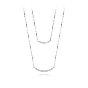 925 Sterling Silver Zirconia Smile Layered Necklace 80200143