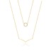 925 Sterling Silver Zirconia Circle V Shape Layered Neckalce 80200146