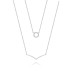 925 Sterling Silver Zirconia Circle V Shape Layered Neckalce 80200146