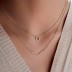 925 Sterling Silver Zirconia Circle V Shape Layered Neckalce 80200146