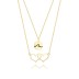 925 Sterling Silver Circle Double Hearts Layered Neckalce 80200147