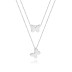 925 Sterling Silver Circle Butterfly Layered Neckalce 80200148