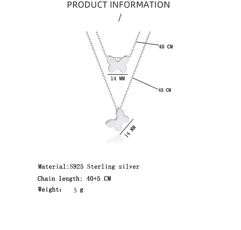 925 Sterling Silver Circle Butterfly Layered Neckalce 80200148 - image2