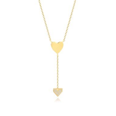 925 Sterling Silver Zirconia Heart Pendant Neckalce 80200145