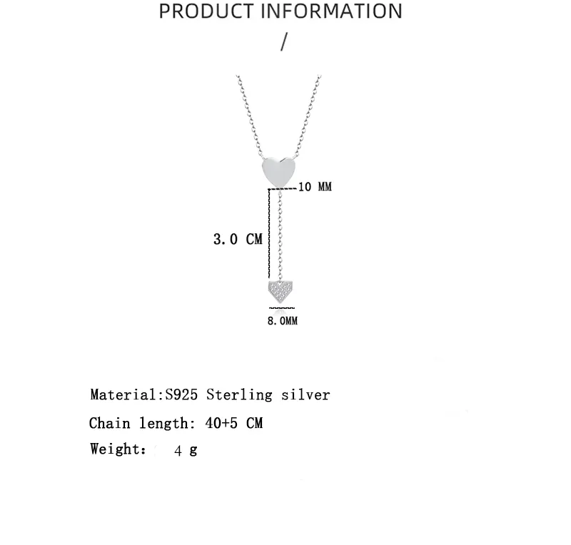 925 Sterling Silver Zirconia Heart Pendant Neckalce 80200145 - image2