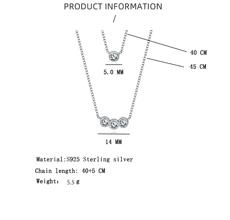 925 Sterling Silver Sparkle Zirconia Layered Neckalce 80200151 - image2