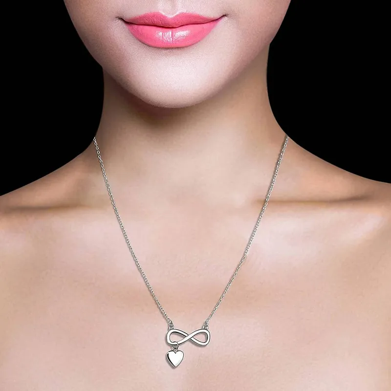 925 Sterling Silver Heart Infinity Neckalce 80200152 - image1