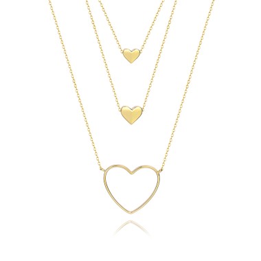 925 Sterling Silver Triple Hearts Pendant Layered Neckalce 80200156