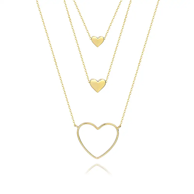 925 Sterling Silver Triple Hearts Pendant Layered Neckalce 80200156