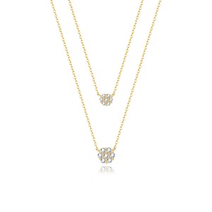 925 Sterling Silver Layered Flowers Necklaces 80200159