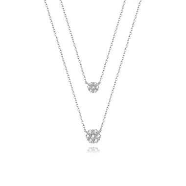 925 Sterling Silver Layered Flowers Necklaces 80200159