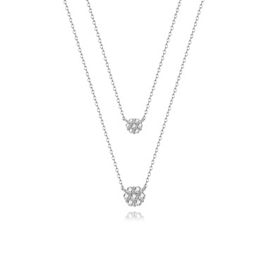 925 Sterling Silver Layered Flowers Necklaces 80200159
