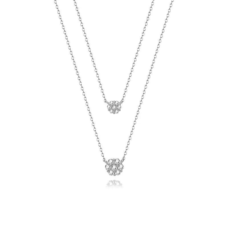 925 Sterling Silver Layered Flowers Necklaces 80200159