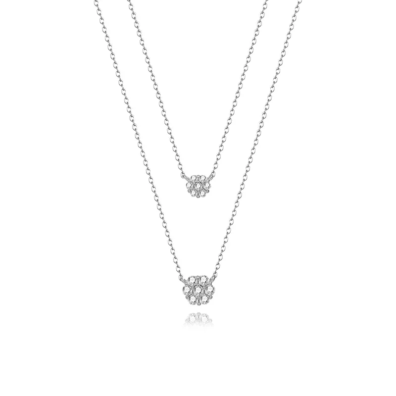 925 Sterling Silver Layered Flowers Necklaces 80200159