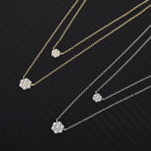 925 Sterling Silver Layered Flowers Necklaces 80200159