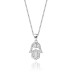 925 Sterling Silver Zirconia Fatima Hand Necklace 80200161