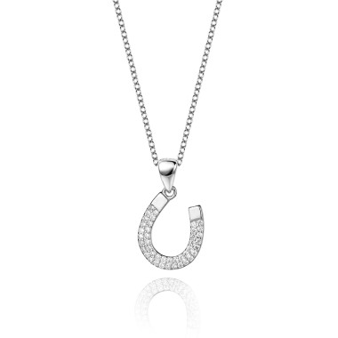 925 Sterling Silver Zirconia Horsehoe Necklace 80200162