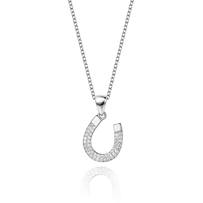 925 Sterling Silver Zirconia Horsehoe Necklace 80200162