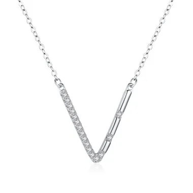 Sterling Silver Zirconia V Necklaces 80200163