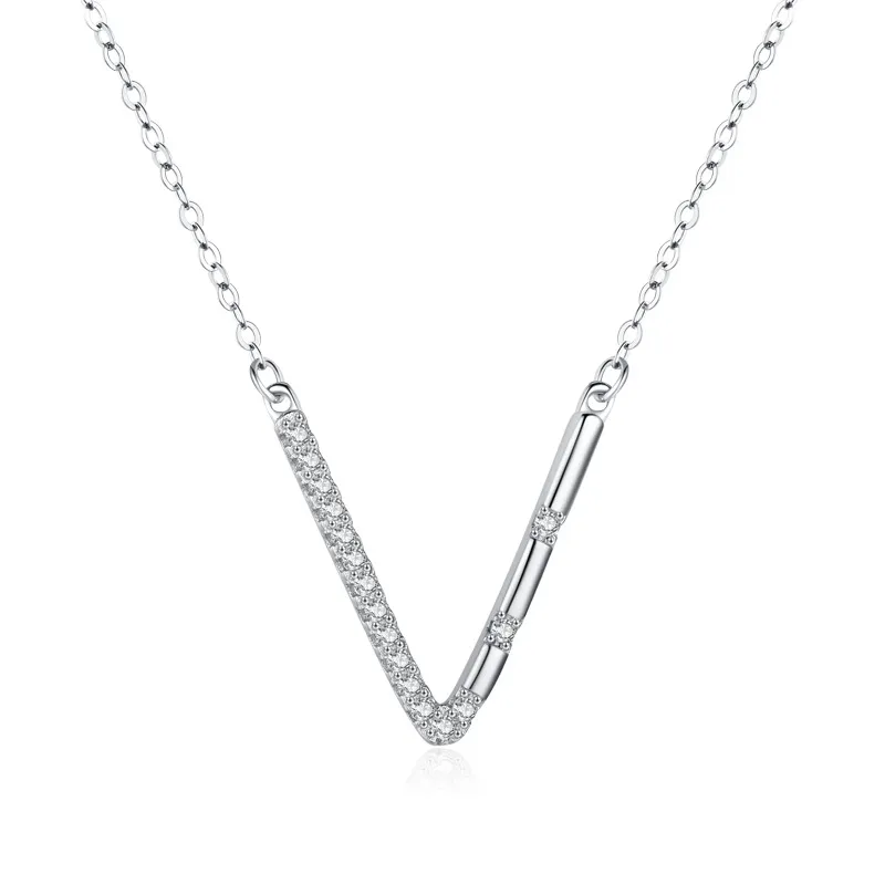 Sterling Silver Zirconia V Necklaces 80200163