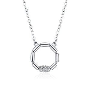 Sterling Silver Zirconia Round Necklaces 80200164