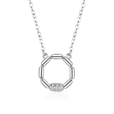 Sterling Silver Zirconia Round Necklaces 80200164