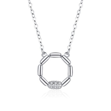Sterling Silver Zirconia Round Necklaces 80200164