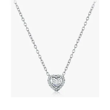 Sterling Silver Sparkle Zirconia Heart Necklaces 80200167