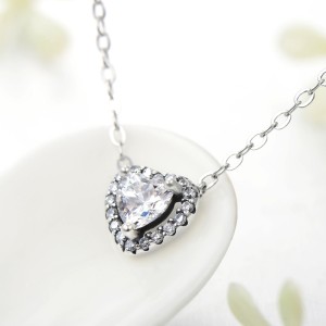 Sterling Silver Sparkle Zirconia Heart Necklaces 80200167
