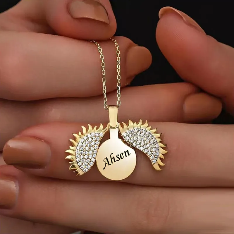 925 Sterling Silver Sunflower Locket Letters Necklaces 80200178 - image2