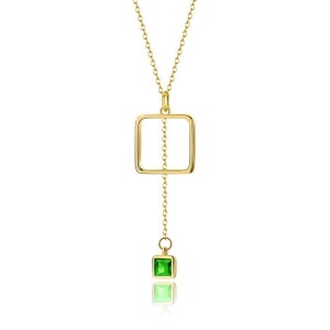 925 Sterling Silver Square CZ Tassel Necklaces 80200179