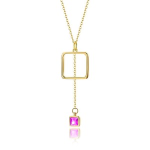 925 Sterling Silver Square CZ Tassel Necklaces 80200179