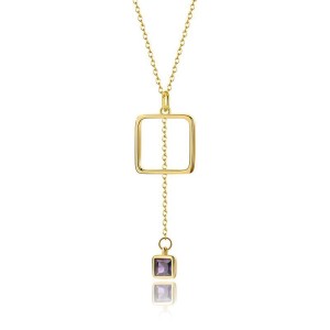925 Sterling Silver Square CZ Tassel Necklaces 80200179