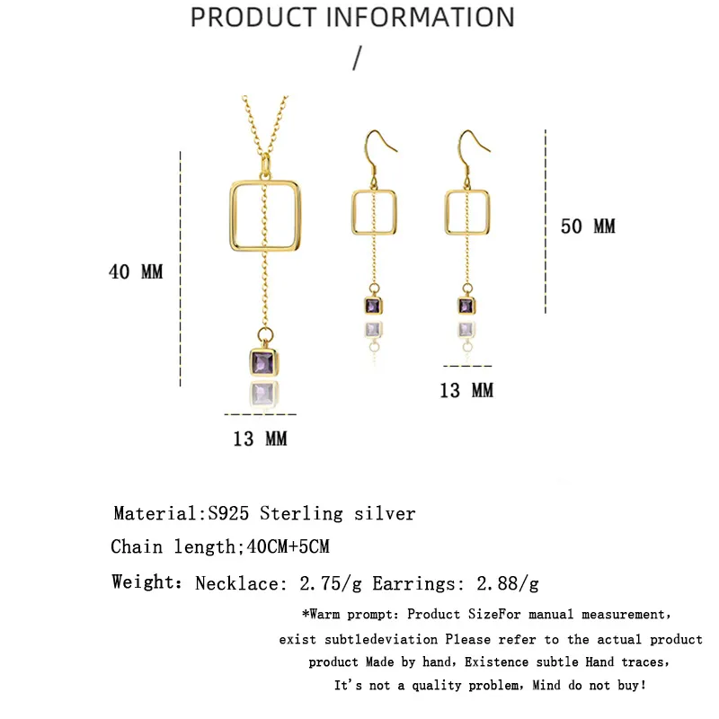 925 Sterling Silver Square CZ Tassel Necklaces 80200179 - image1