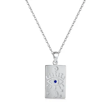 925 Sterling Silver Engraved Evil Eye Pendant Necklaces 80200180