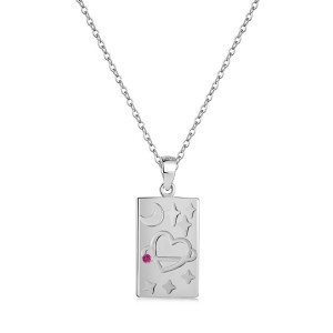 925 Sterling Silver Heart Star Moon Pendant Necklaces 80200181