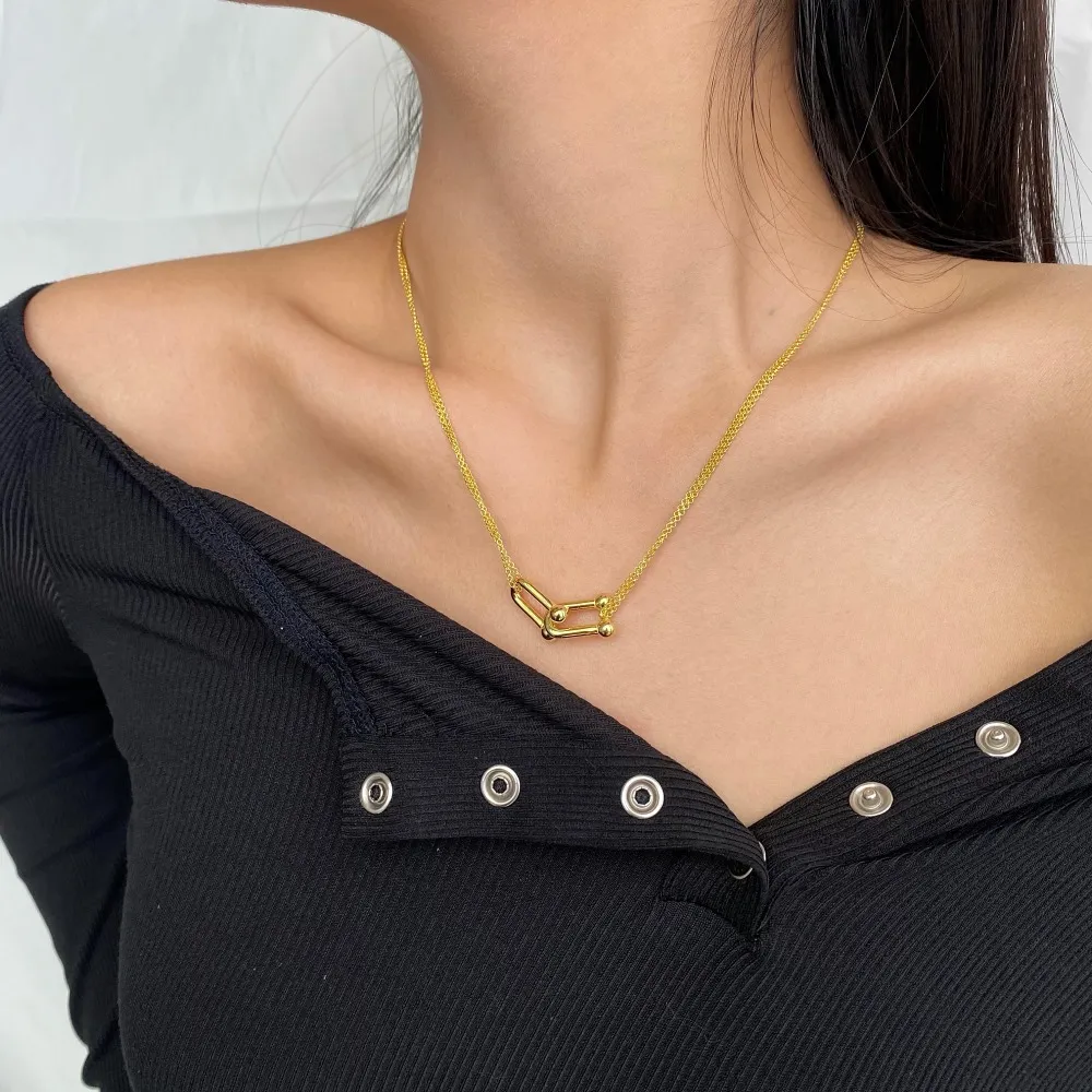 925 Sterling Silver Horseshoe Layered Necklaces 80200183 - image1