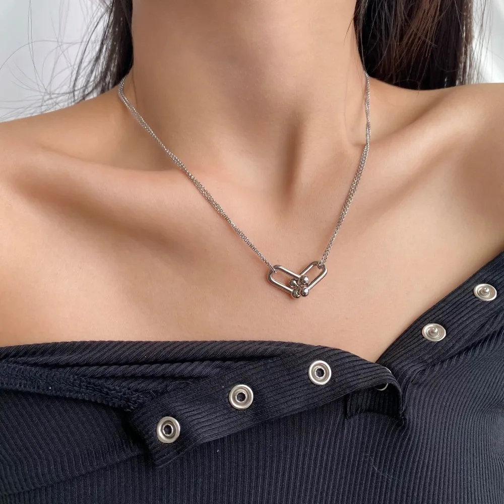 925 Sterling Silver Horseshoe Layered Necklaces 80200183 - image2