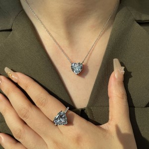925 Sterling Silver CZ Love Heart Necklaces 80200185